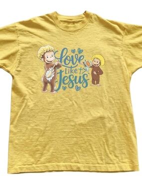 Gildan Yellow 'Love Like Jesus' Curious George Graphic Tee